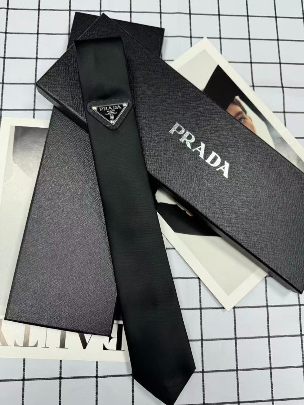Prada Black Tie💟 Triangle Logo(Gift Box Included) Business Professional 💦 - Picture 4 of 8